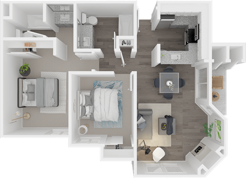 Two bedroom two bath floor plan